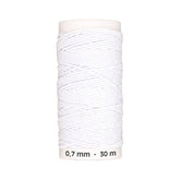 Elastisch garen - rimpel elastiek | 0,7 mm | 30 meter | wit Elastisch naaigaren RIMPEL - ELASTIEK - 07 - 30M - WIT 7030000113113